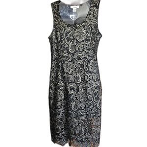 BLACK & GOLD FLORAL EMBROIDERED LACE-UP SLEEVELESS DRESS by SANS SOUCI SIZE‎ L
